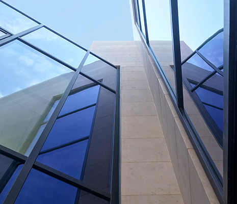 Close up view windows Bon Secours Oncology Unit
