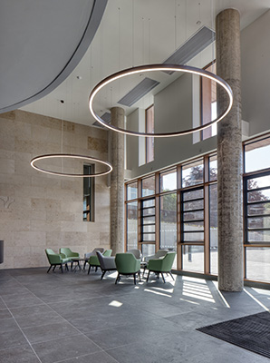Reception and waiting area Bon Secours Oncology Unit designed by O'Connell Mahon Architects