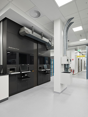 Interior view of the Pharmacys processing area designed by O'Connell Mahon Architects